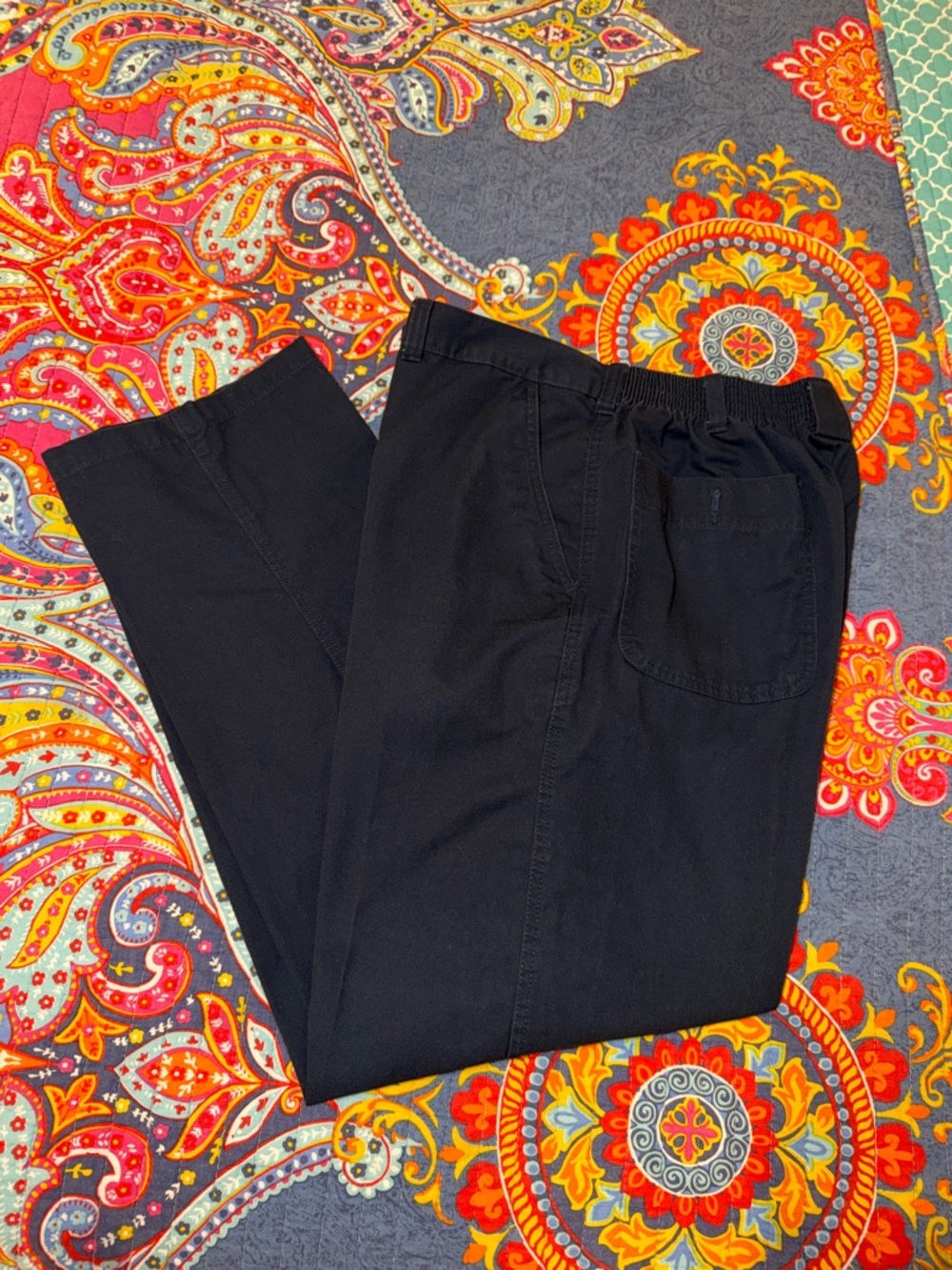 David Taylor Men's Navy Elastic Waist Chinos